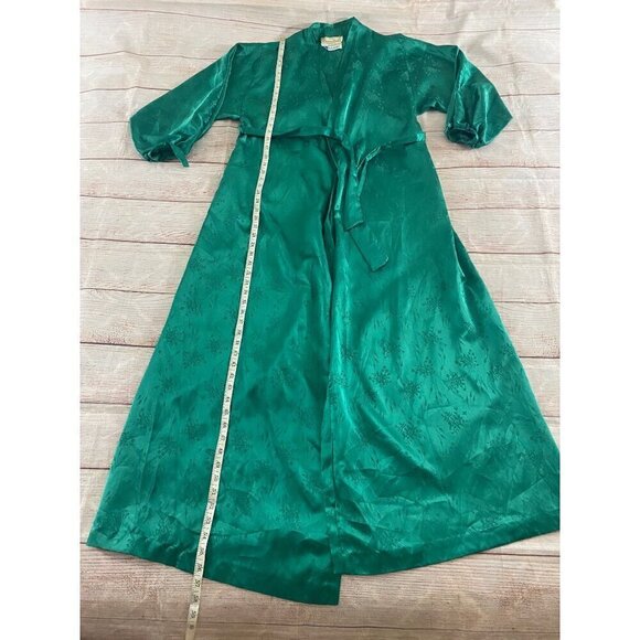 Vintage Christian Dior Kaleidescope 1980's Floral Print Green Robe - Small - Picture 2 of 12